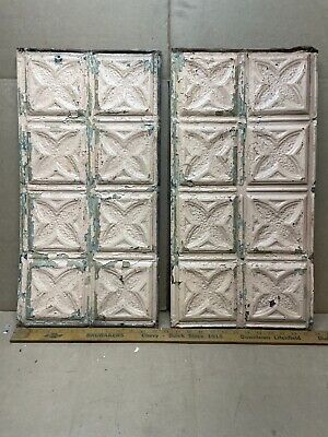 2pc Lot of 24" by 12" Antique Ceiling Tin Metal Reclaimed Salvage Art Craft