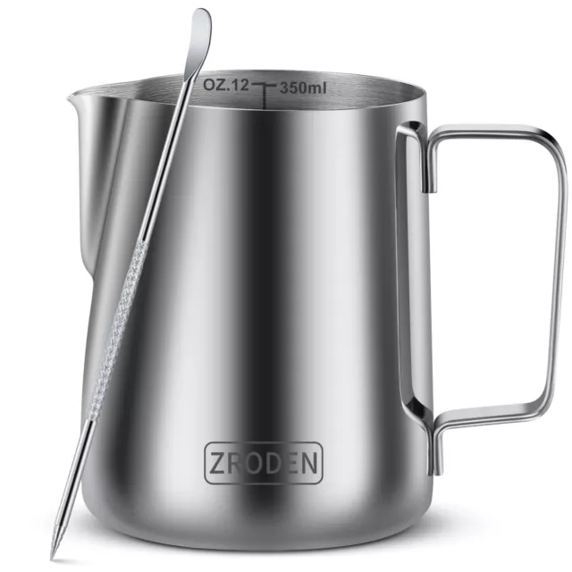 Milk Frothing Pitcher 12oz Espresso Steaming Pitchers Stainless Steel Milk New