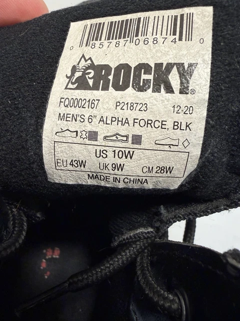 ROCKY MEN’S WATERPROOF Black Leather Lace-Up Alpha Force Boots 6” 10W £ ...
