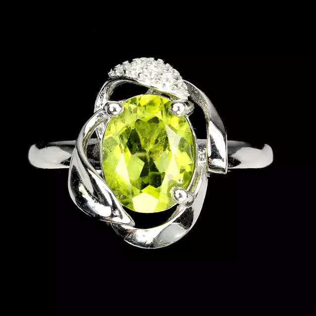 Nicht Erhitzt Oval Grün Peridot 9x7mm Labor Erstellt Cz 925 Sterlingsilber Ring