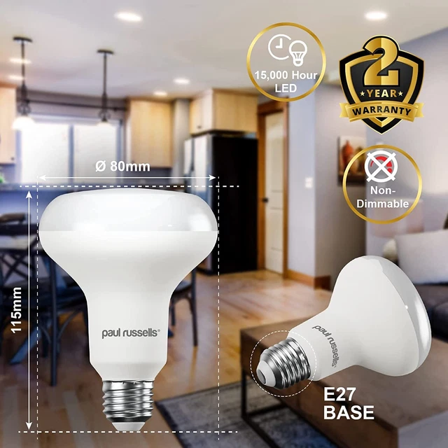 paul russells Cool White E27 Spotlight 10W LED Reflector R80 Light Edison... 3