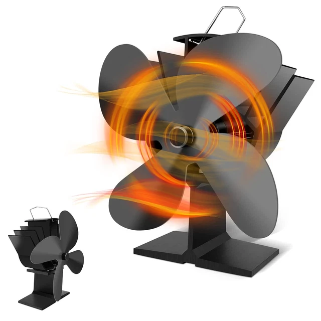 Ventilador de chimenea ventilador de horno 4 hojas estufa pieza de repuesto negro mercancía de segunda mano