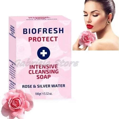 Biofresh Protect Jabón en barra Limpieza intensiva Agua de rosas y plata...