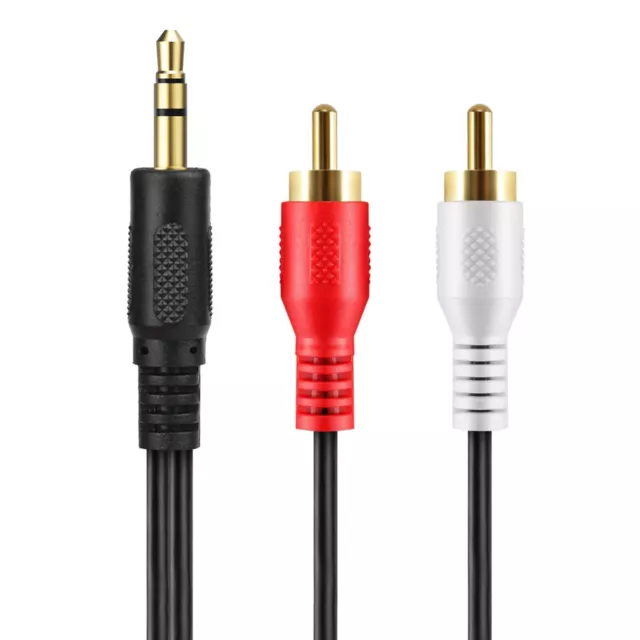 Headphone Jack Plug 3.5mm Aux in to 2 RCA Male Stereo Audio Y Cord Cable 1M-5M