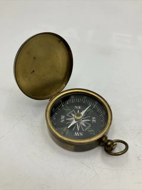 Vintage Stanley London Brass Compass Boy Scout