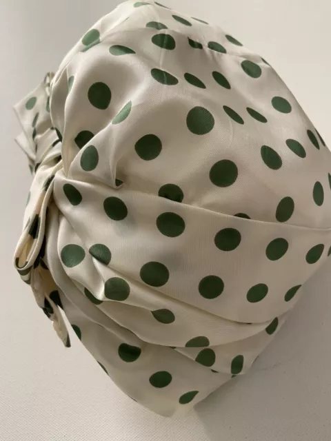 ANTIQUE VINTAGE SAKS 5th ave 1940s-1950s cream green polka dot turban ...