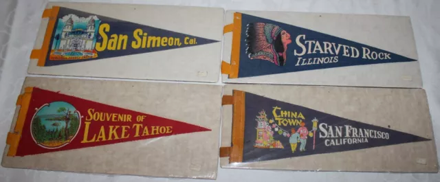 Vintage Felt Souvenir Pennant Lot 4 China Town Lake Tahoe Indian Chief Castle