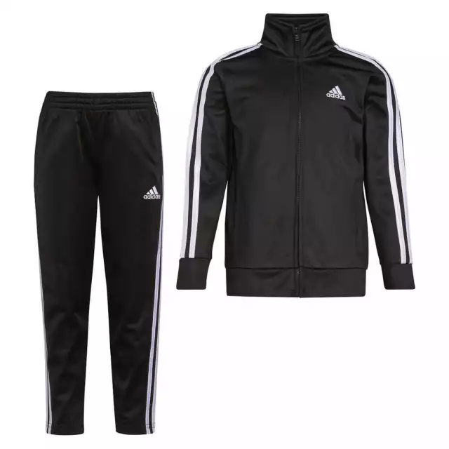 Adidas Toddler Youth Boy's Tracksuit Jacket & Pants Black Set SZ 2T,3T, 4T, 5-7