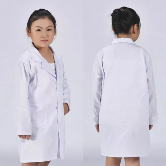 Kids Doctors White Lab Coat Scientist Childrens Fancy Dress Costume Girls Boys