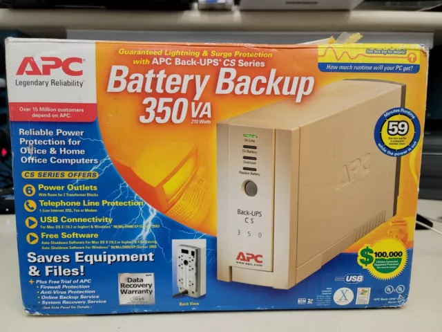 New Apc # 350Va Cs Series Portable Continuous Battery Back Up Unit - Free Ship