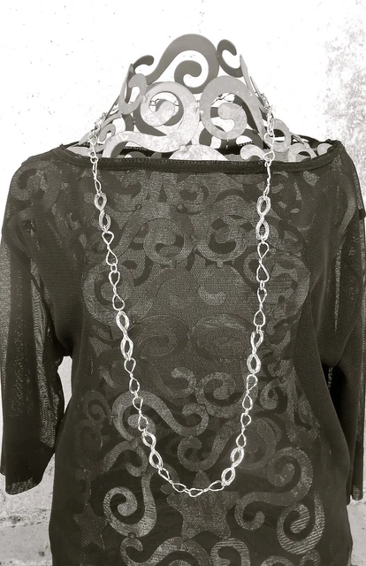 Collier Sautoir Vintage Torsadé, Plaqué Argent - Occasion, Style Corde Chic