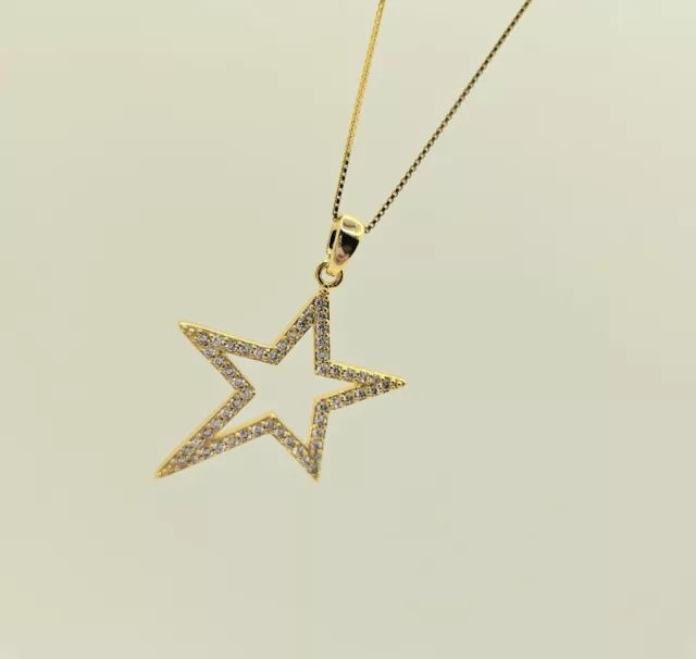 STARBURST Pave Star Necklace 18K Gold Plated NON TARNISH  WATERPROOF WOMEN GIRLS