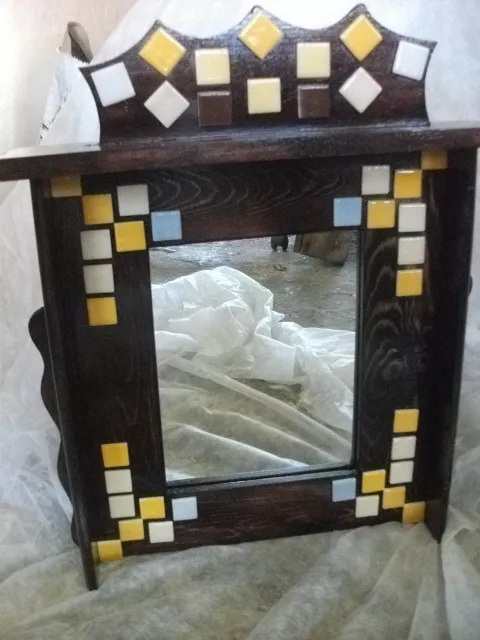 Mueble ESPEJO para colgar, madera con mosaicos