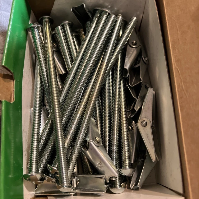 Box Of 25: Hillman 5/16 X 6 Round Head Toggle Bolt 370090 7/8" Drill