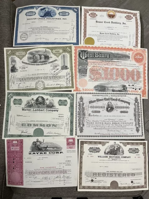 126 Different Stock Certificates Wow!!!  LESS THAN $1 Each