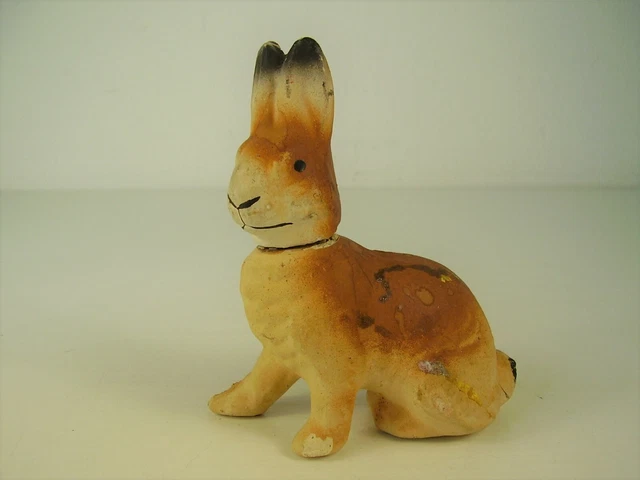 Antike kleine Füllbox Osterhase Erzgebirge Masse - Pappe vor 1945