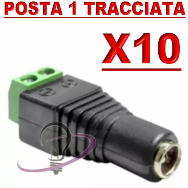 10 X Connettore Spinotto Alimentazione Maschio A Vite Rapido Per Telecamere Led