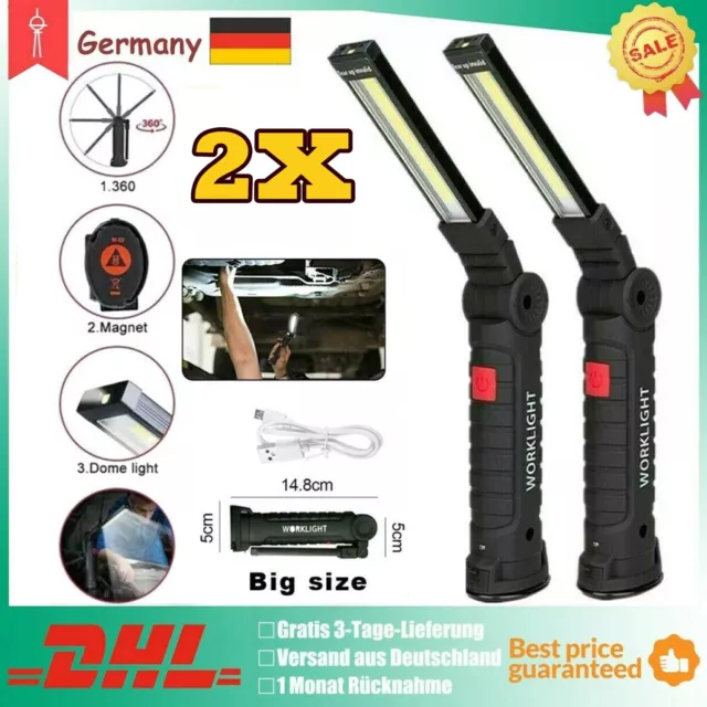 2x LED Arbeitsleuchte Taschenlampe Werkstattlampe Für-Auto Reparatur Stablampe~