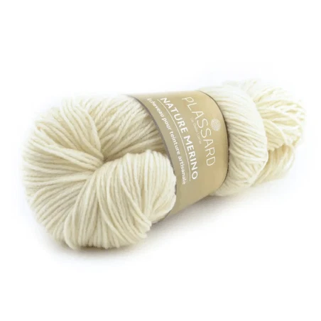 Pelote de laine NATURE MERINO à teindre - 100gr - Plassard Ecru