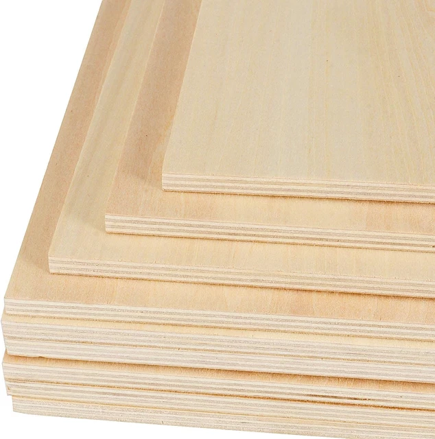 Paquete de 20 hojas de madera contrachapada de madera contrachapada de 8 X 8 pulgadas, hojas de madera sin terminar capas de madera de 1/4 de pulgada