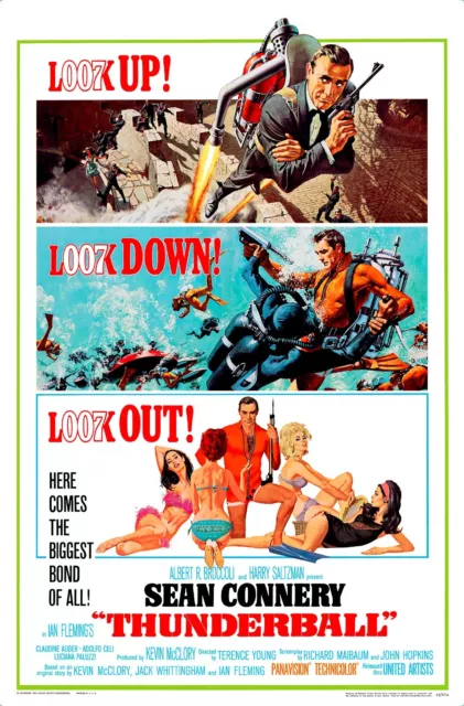 "THUNDERBALL" (1965) one sheet - 27"x41" GREAT James Bond poster!