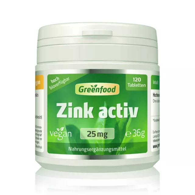 Zink aktiv, 25 mg, hochdosiert, Tabletten, vegan - hohe Verfügbarkeit. Für Testo