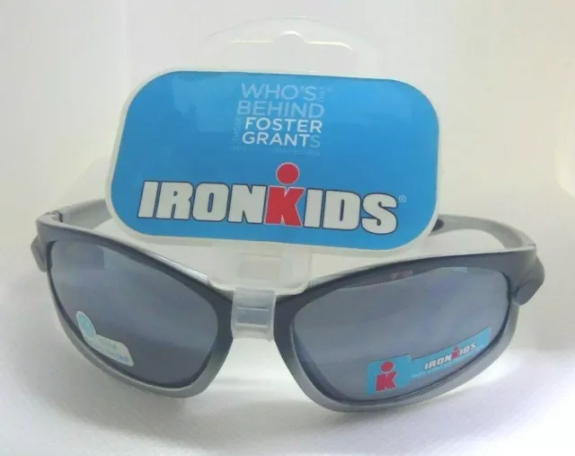 NEW boys Sunglasses IronKids by Foster Grant Black Gray Black Sports Active Wrap