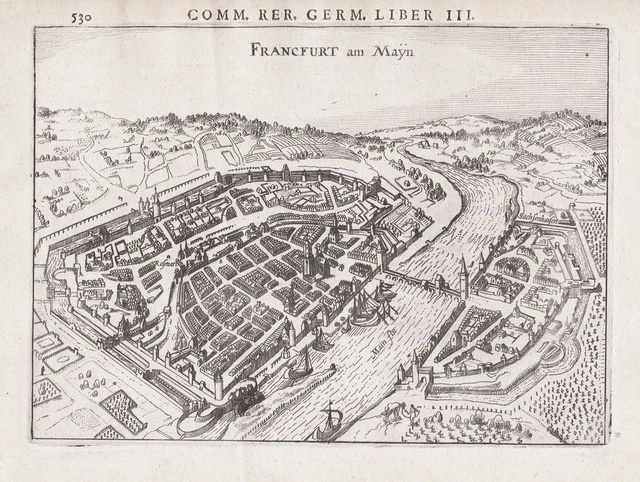 Frankfurt Main Hessen Vista General Grabado Bertius 1616