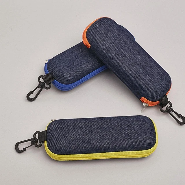 Custodia per occhiali in denim portatile da viaggio cerniera custodia per occhiali unisex per T8W2
