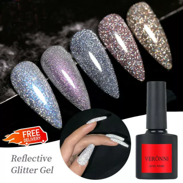 Reflective Laser Diamond Cats Eye Nail Polish Glitter Holographic Shiny Flash