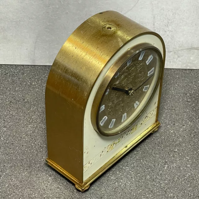 Vintage Seth Thomas Brass Carriage Mantle Clock | Battery Operated | Gold Retro 2