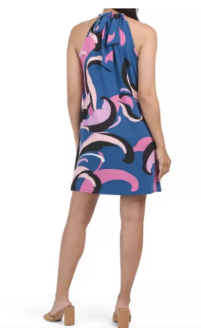 TRINA TURK JuJu Print Jersey Shift Dress PINK + BLUE FLORAL LARGE ($128) NWT 2