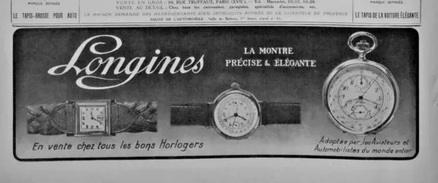 PUBLICITÉ PRESSE 1928 LONGINES la montre précise et élégante chez les Horlogers