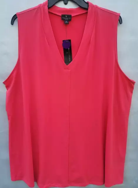 $39 NWT Worthington Womens Top 2x Sleeveless V-Neck Tank Stretch Coral Salmon