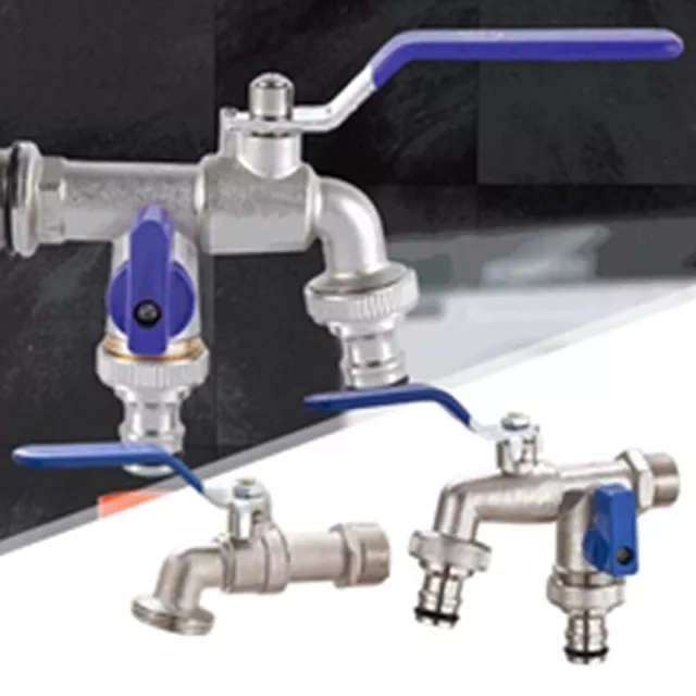 Double Head Water Faucet 1/2'' 3/4'' Water Splitter Connector Coupling Adapter