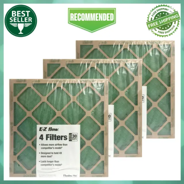 (12 Pack) Flanders Precisionaire Nested Glass Air Filter - 20" x 25" x 1", Green