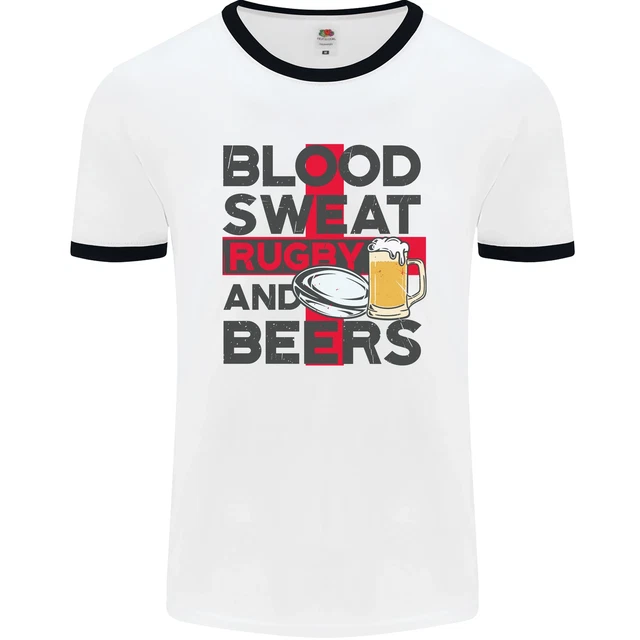 Maglietta Blood Sweat Rugby and Beers England Divertente Uomo