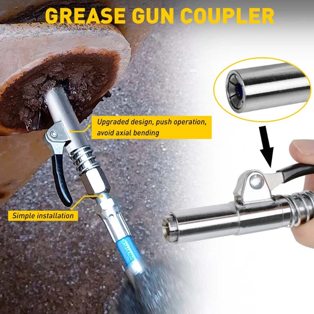 TOP GREASE COUPLER Gun Locks Zerk Onto Grease Fittings Goes in 1/8” No