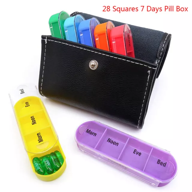 Porta scatola pillole tablet 7 giorni custodia contenitore organizzatore medicinali settimanale * wl