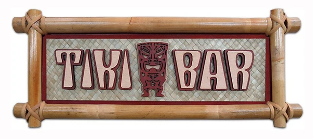 Hawaiian Bamboo Wall Sign Tiki Bar Hawaii Aloha Island Home Kitchen Decor NIB