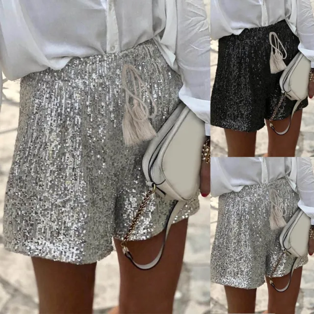 Summer Sequin Shorts Womens High Waist Sexy Party Glitter Sparkly