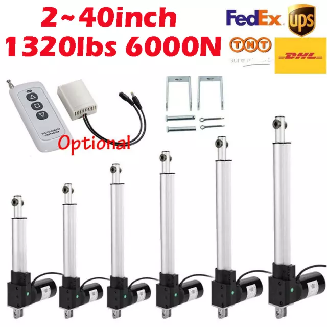 6000N 1320lbs Heavy Duty Linear Actuator Motor DC 24V 2" - 40inch 1000MM 4MM/S