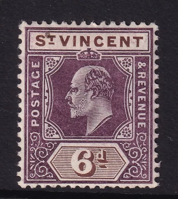 ST. VINCENT EDVII SG81, 6d dull purple & brown, Mounted MINT. Cat £11.