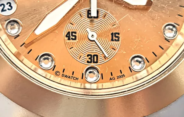 Vintage Authentic Swiss Swatch Chronograph Irony Diaphane Gold Unisex Watch 3