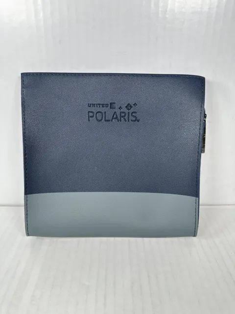 UNITED AIRLINES Polaris Business Class Amenity Kit Pouch Bag Blue Gray NEW