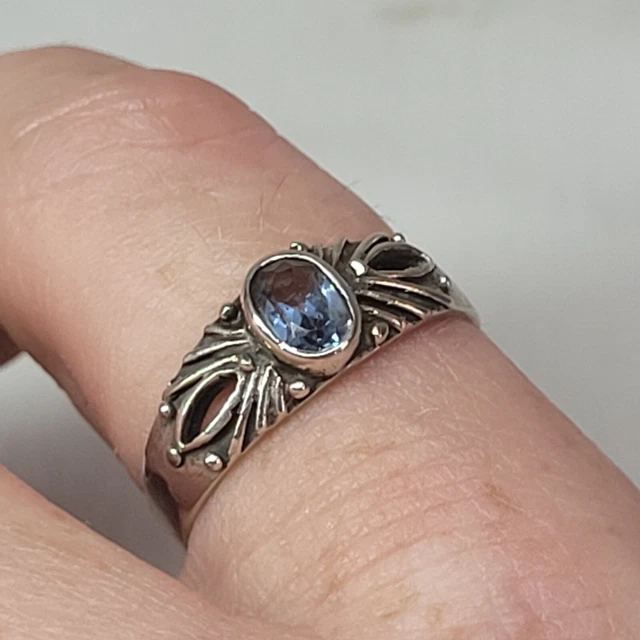 Bague Ancienne Style Prison En Argent Massif 925 - Taille 54, Vintage, Occasion Bon état
