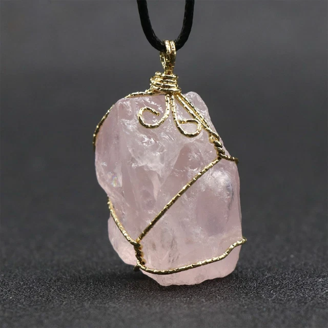 Natural Gemstone Necklace Chakra Stone Pendant Energy Healing Crystal with Chain