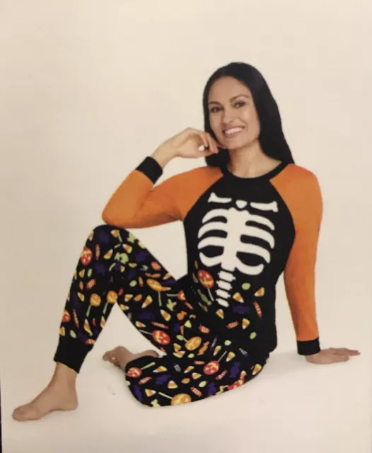 Halloween Women's Pajama Set - Size Large (12-14) - Glow in the Dark Pants Shirt