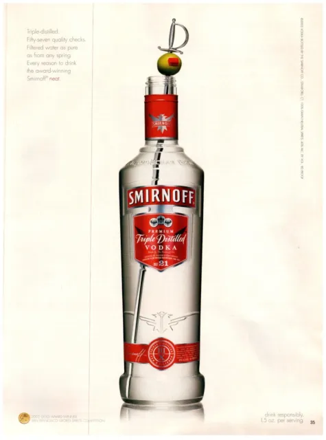 Smirnoff Triple Distilled Vodka with Olive Print Advertisement 2003