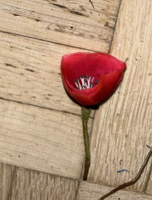 Mini Stoff Blumen mit Draht Konvolut Kunststoff 7